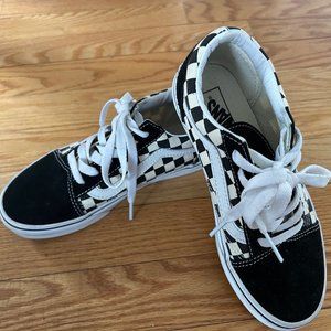 VANS OLD SKOOL Primary Check Size US Kids 2 Checkerboard Skate Shoes Black White